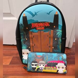 NWOTs Loungefly Jurassic Park Backpack and Wallet